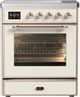 Ilve® Majestic III 30" Antique White Pro Style Induction Range with Triple Glass Door and Copper Trim-0