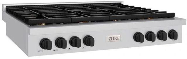 ZLINE Paramount Autograph Edition 48" Stainless Steel Gas Cooktop with Matte Black Accents-1