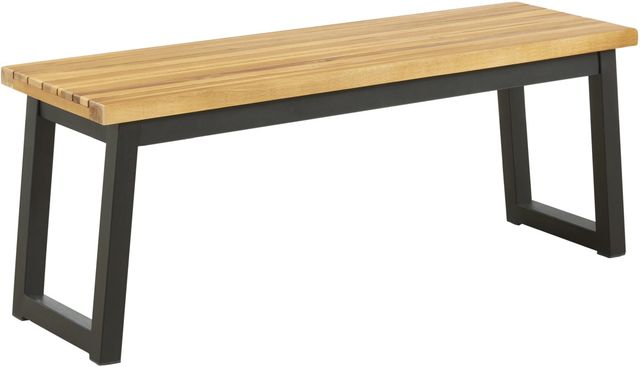 Signature Design by Ashley® Town Wood 3 Piece Brown/Black Outdoor Dining Table Set-3