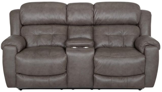 Franklin™ Corwin Dakota Gray Leather Dual Seat Power Reclining Loveseat-0