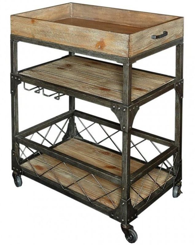 Powell® Collin Driftwood Bar Cart-2