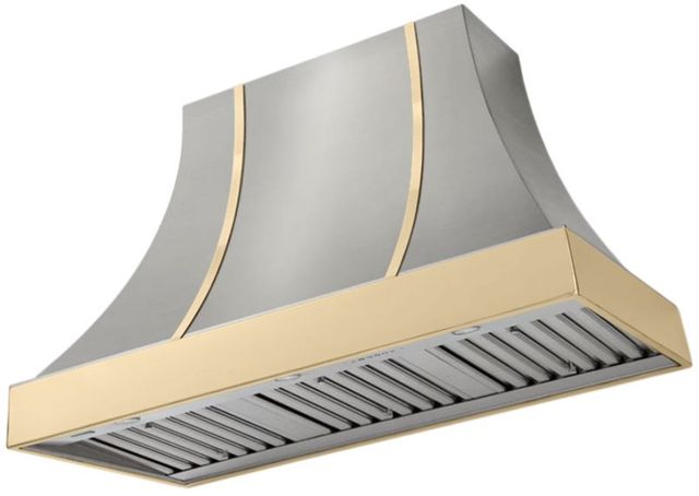 AGA Cascade 48" Stainless Steel Wall Mounted Range Hood  with Polished Brass Trim-0