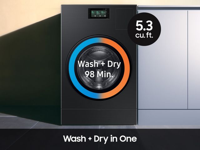 Samsung Bespoke AI 5.3 Cu. Ft. Brushed Black Washer Dryer Combo with AI Home -12