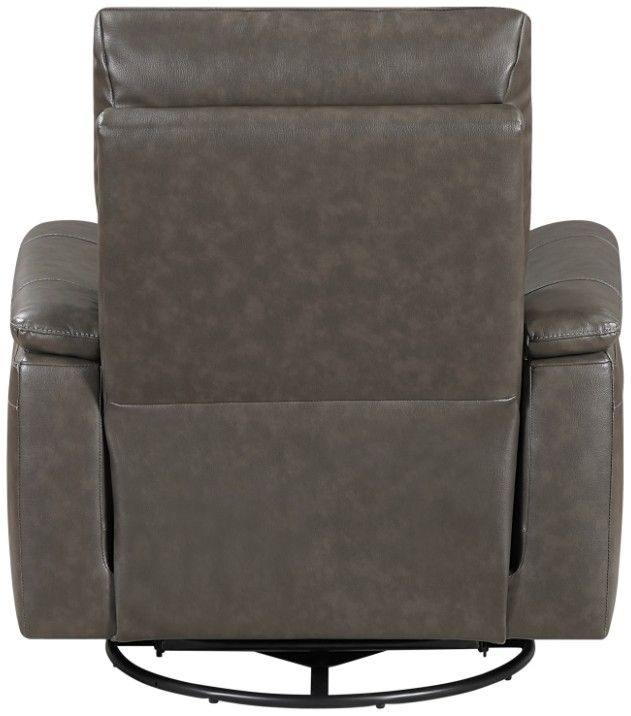Homelegance® Hadley Dark Brown Leather Manual Swivel Glider Reclining Chair-4