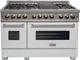 ZLINE 60" Satin Stainless Steel Pro Style Dual Fuel Range with White Matte Door-0