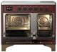 Ilve® Majestic III 40" Burgundy Pro Style Induction Range with Triple Glass Door and Burnished Trim-1