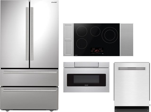Sharp® 4 Piece Stainless Steel Kitchen Appliance Package