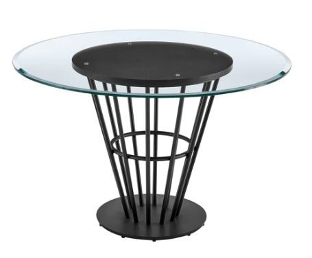 Armen Living Veronica Glass Top Round Dining Table with Black Base-1
