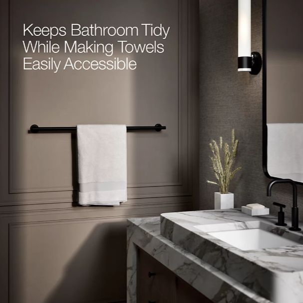 KOHLER® Purist® Matte Black 30" Towel Bar-3