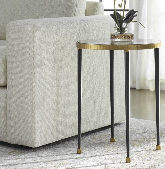 Uttermost® Stiletto Glass Top Side Table with Black Legs-1