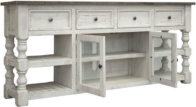 International Furniture Direct Stone Weathered Gray/White 80" TV Stand-3