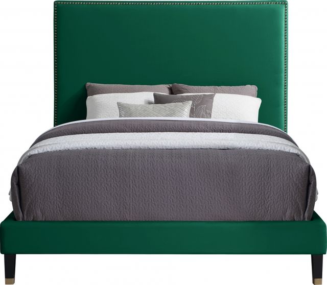 Meridian Furniture Harlie Green Velvet Full Bed-1