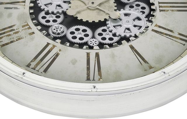 Monarch Specialties Inc. White 30" Oversized Round Wall Clock with Roman Numerals on White Gear Mech-1