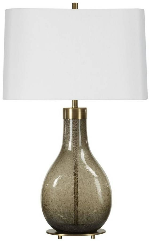 Uttermost® Shyla Dark Moss Glass Table Lamp with Brass Accents-4