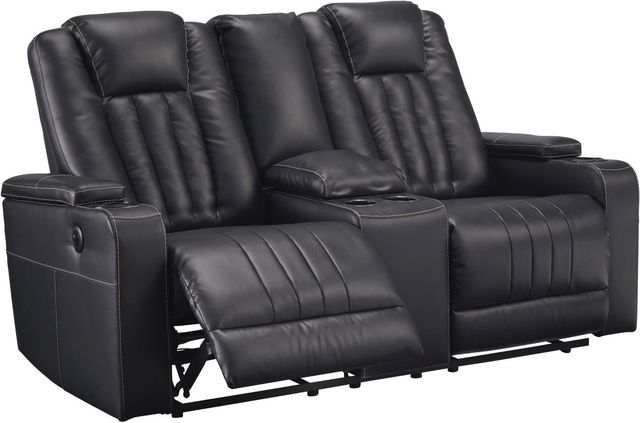 Signature Design by Ashley® Center Point Black Reclining Loveseat with Console-1