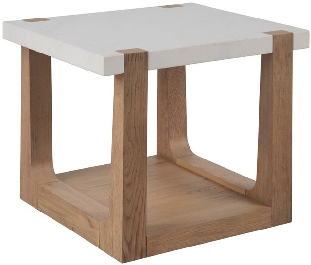 Universal Explore Home™ New Modern Ellis Honed White/Natural Oak End Table-0