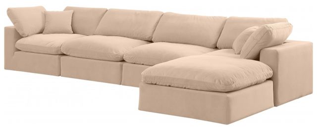 Meridian Furniture Comfy 5-Piece Beige Velvet Sectional -2