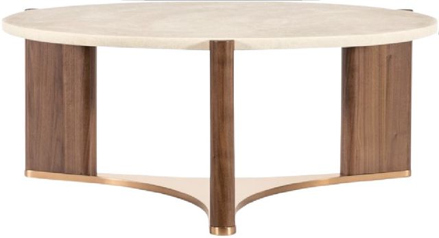 Hooker® Furniture Eleana Light Caramel Round Cocktail Table with Sunlit Bronze Base-0