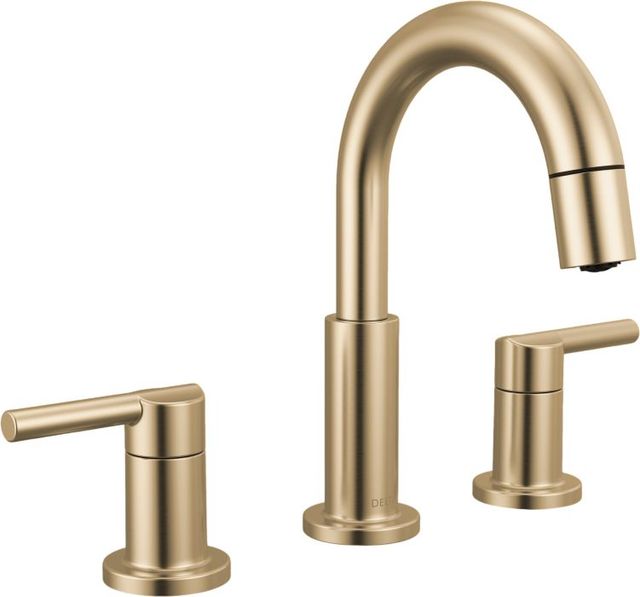 Delta Nicoli® Champagne Bronze 2-Handle Widespread Pull-Down Bathroom Faucet-0