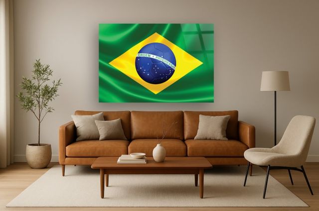 Classy Living Wordly Brazilian Flag Wall Art-1