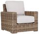Sunset West Havana Aged Tobacco Resin Wicker Outdoor Club Chair with Canvas Flax Cushion-0