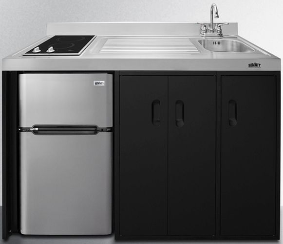 Summit® 54" Black and Stainless Steel All-In-One Kitchenette-1