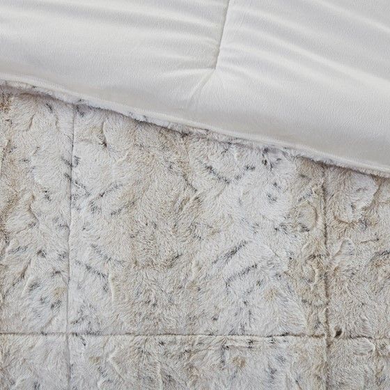 Olliix by Madison Park Zuri Snow Leopard King Faux Fur Comforter Set-1