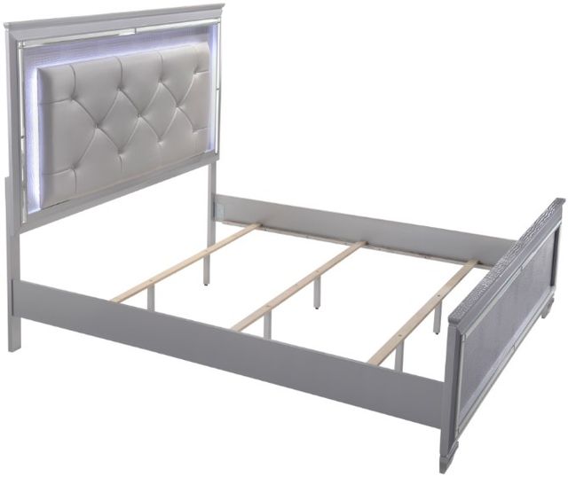 Crown Mark Lillian Gray King Upholstered Panel Bed-1