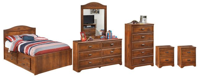 Signature Design by Ashley® Barchan 6-Piece Medium Brown Full Panel Storage Bed Set-0