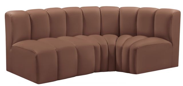 Meridian Furniture Arc 3-Piece Cognac Leather Sectional-1
