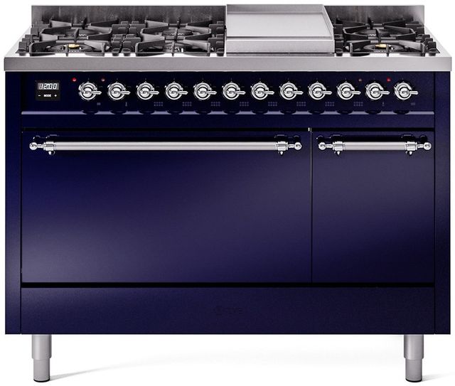 Ilve® Nostalgie II Series 48" Midnight Blue Pro Style Dual Fuel Range-0