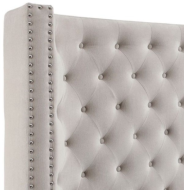 Furniture of America® Rosabelle Ivory Queen Upholstered Panel Bed-1