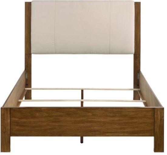 Coaster® Adderley Cream/Warm Brown Queen Upholstered Panel Bed-3