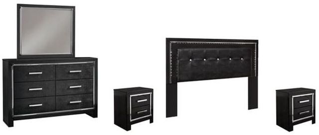 Signature Design by Ashley® Kaydell 4-Piece Black King/California King Upholstered Panel Headboard Set-0