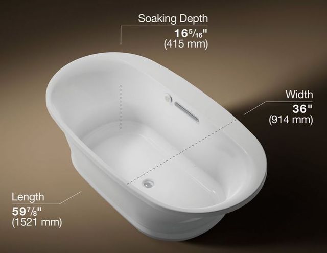 KOHLER® Underscore® Ice Gray 66" x 36" Drop-In/Undermount Heated BubbleMassage™ Air Bath with Bask® Heated Surface-2