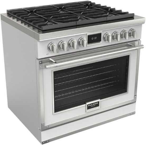 Fulgor Milano® Evoque 400 Series 36” Matte White Pro Style Dual Fuel Range with Chrome Trim-0