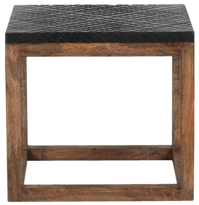 Porter International Designs Skamania Black End Table with Walnut Base-1