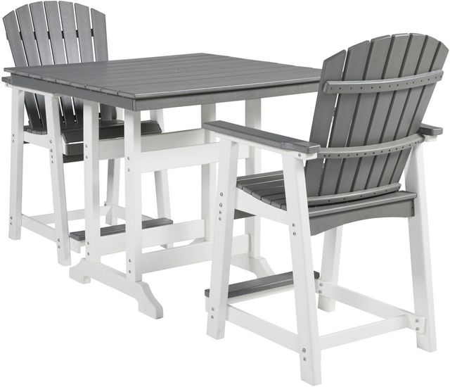Signature Design by Ashley® Transville Gray Outdoor 42" Counter Height Dining Table with White Base-1
