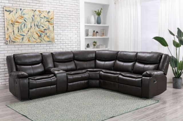 Mazin Furniture Darnell 3-Piece Cocoa Brown Modular Manual Reclining Sofa Sectional-2