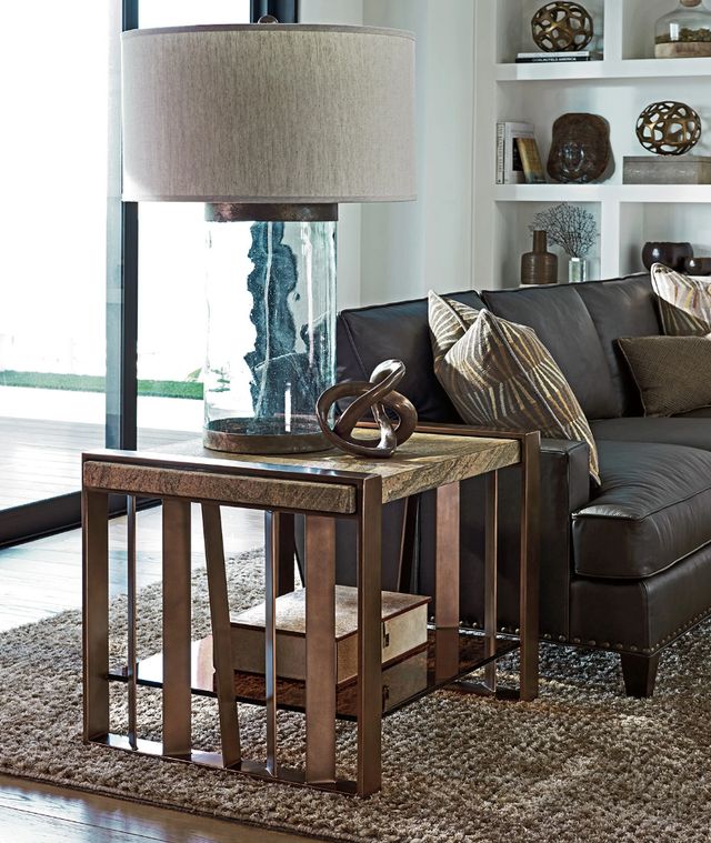 Lexington Home Zavala Intersect Brazilian Gold End Table with Brown Base -1