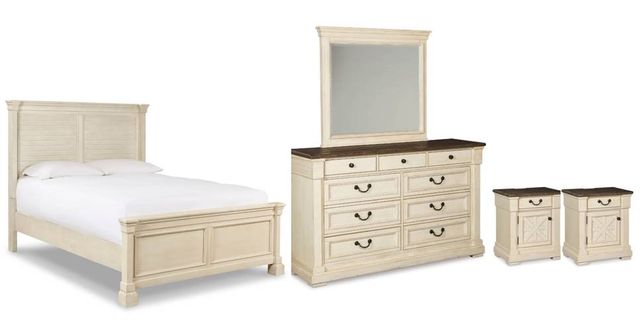 Signature Design by Ashley® Bolanburg 5-Piece Antique White Queen Panel Bed Set-0
