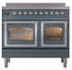 Ilve® Nostalgie II Noblesse 40'' Blue Gray Pro Style Induction Range with Chrome Trim-1