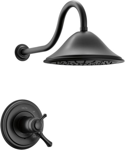 Delta Cassidy® 17T Series Matte Black Thermostatic Tub Shower Trim-0