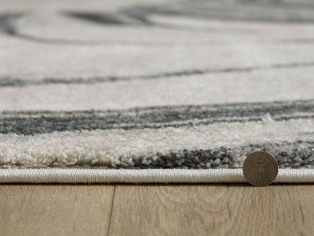 KAS Rugs Hue Ivory Marbled Stone 5'x8' Area Rug-3