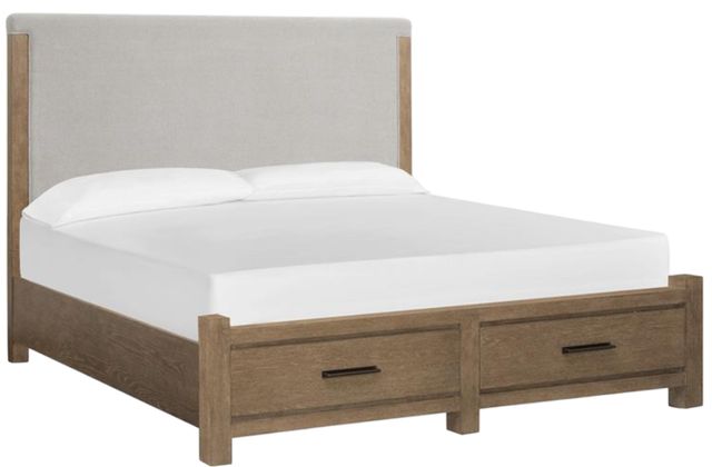 Magnussen Home® Plum Creek Elite Dove/Sierra Brown California King Upholstered Panel Bed with Storage-0