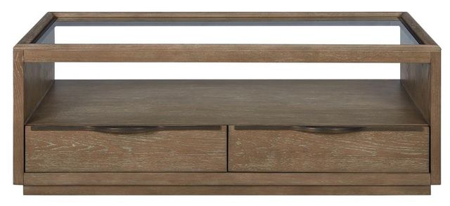 Bernards Trilogy Glass Top Cocktail Table with Cocoa Base-1