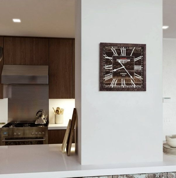 YHD Distressed Black Square Wooden Wall Clock-1