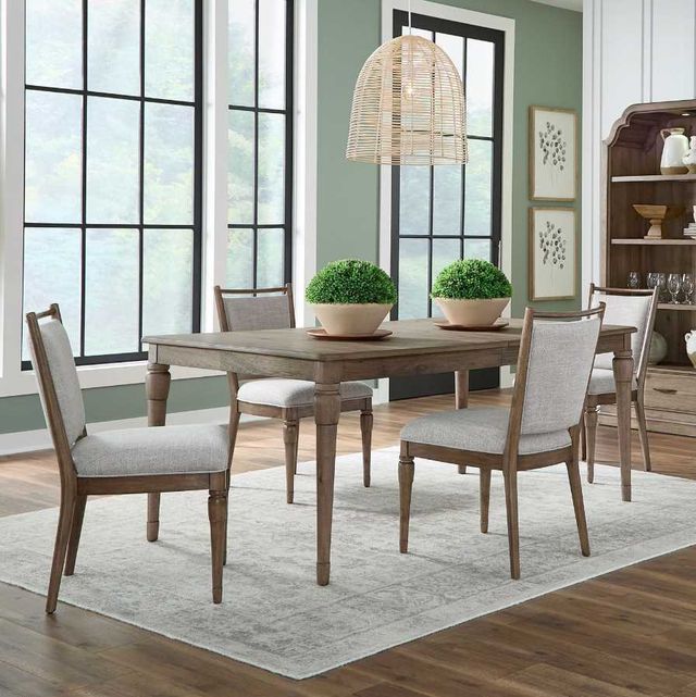 Liberty Furniture Hickory Grove 5-Piece Elliston Oatmeal/Heirloom Brown Optional Rectangular Dining Table Set-1
