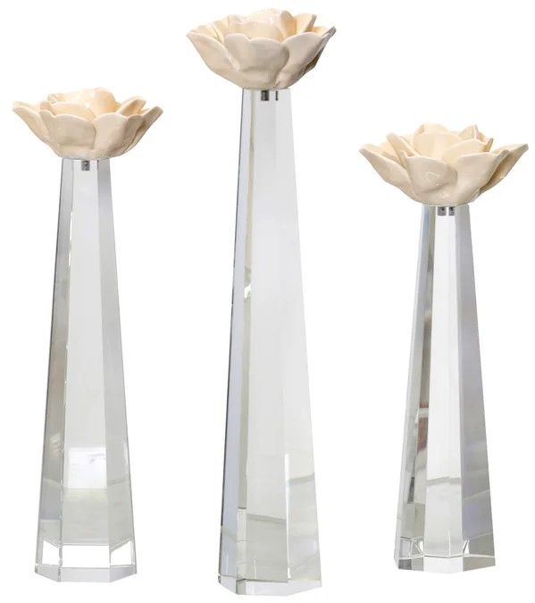 StyleCraft Austin Allen James 3-Piece CrystalYellow Candle Holder Set-0