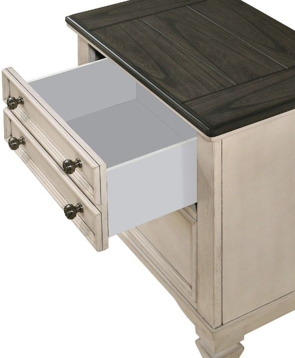Crown Mark Sawyer Beige/Black Nightstand-1